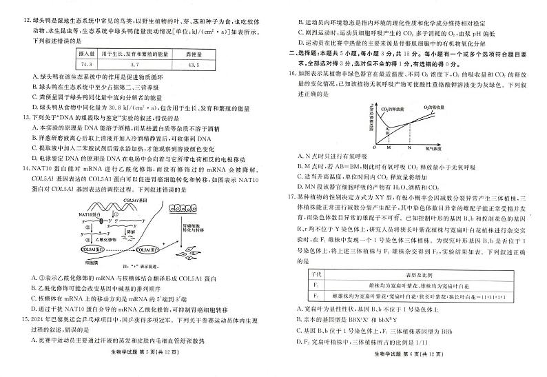 山东省菏泽市2024-2025学年高三上学期1月期末考试生物试题第3页