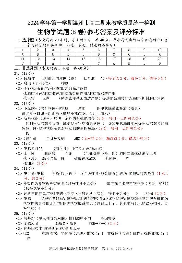 高二答案B第1页