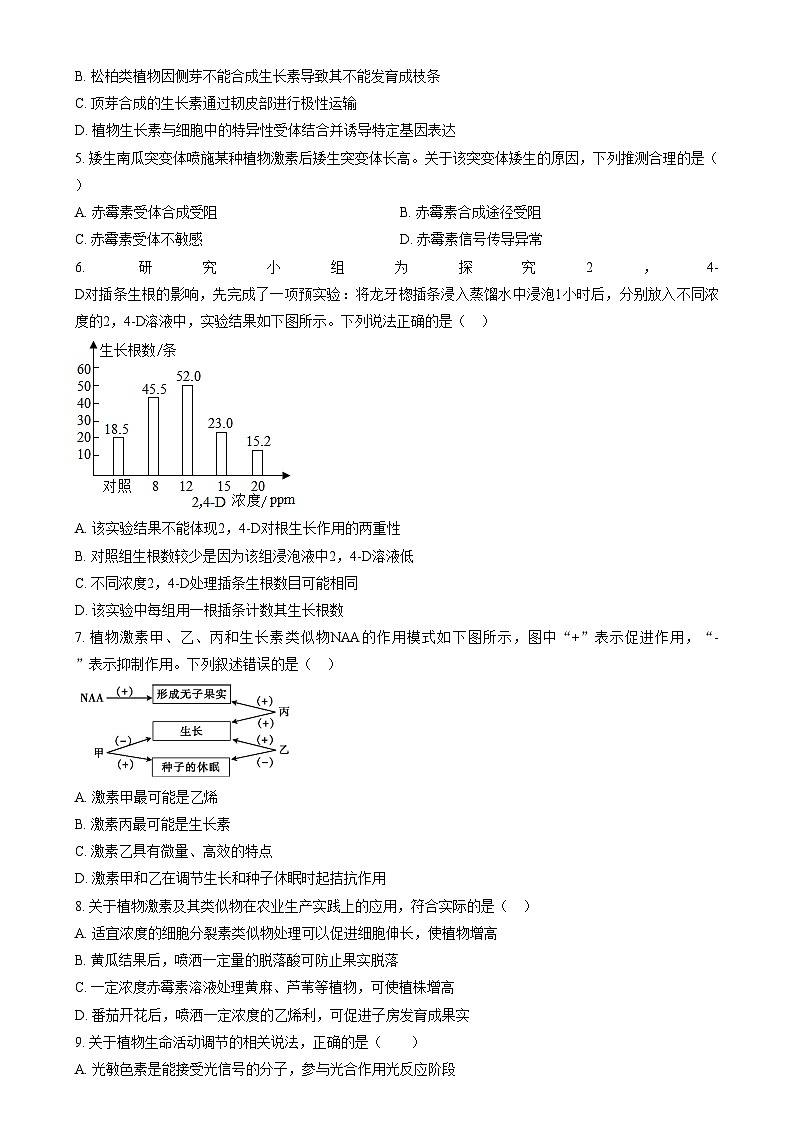 北京市中国人民大学附属中学2024—2025学年高二上学期12月考试生物试题  Word版无答案第2页