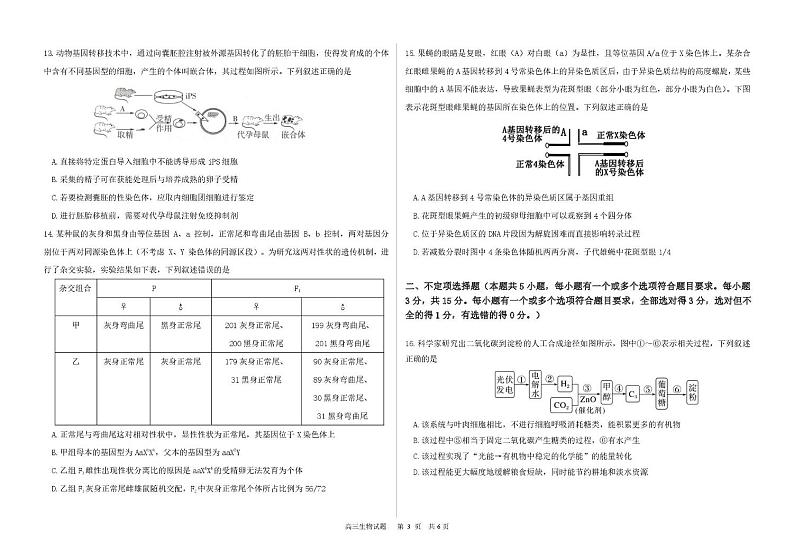 黑龙江省哈尔滨市重点三校(一中、六中、九中)2024-2025学年高三上学期期末联考生物试题第3页