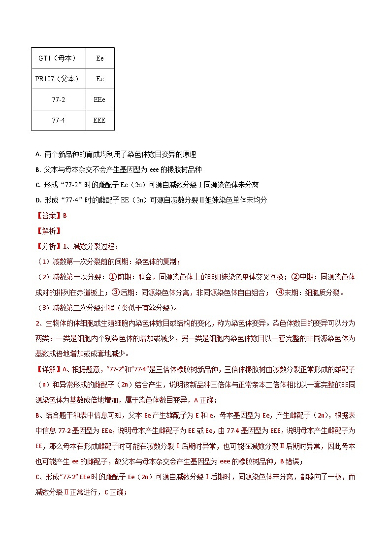八省联考真题汇编 专题三  细胞的生命历程(包括减数分裂)-2025年1月“八省联考”生物真题分类汇编(解析版)第2页