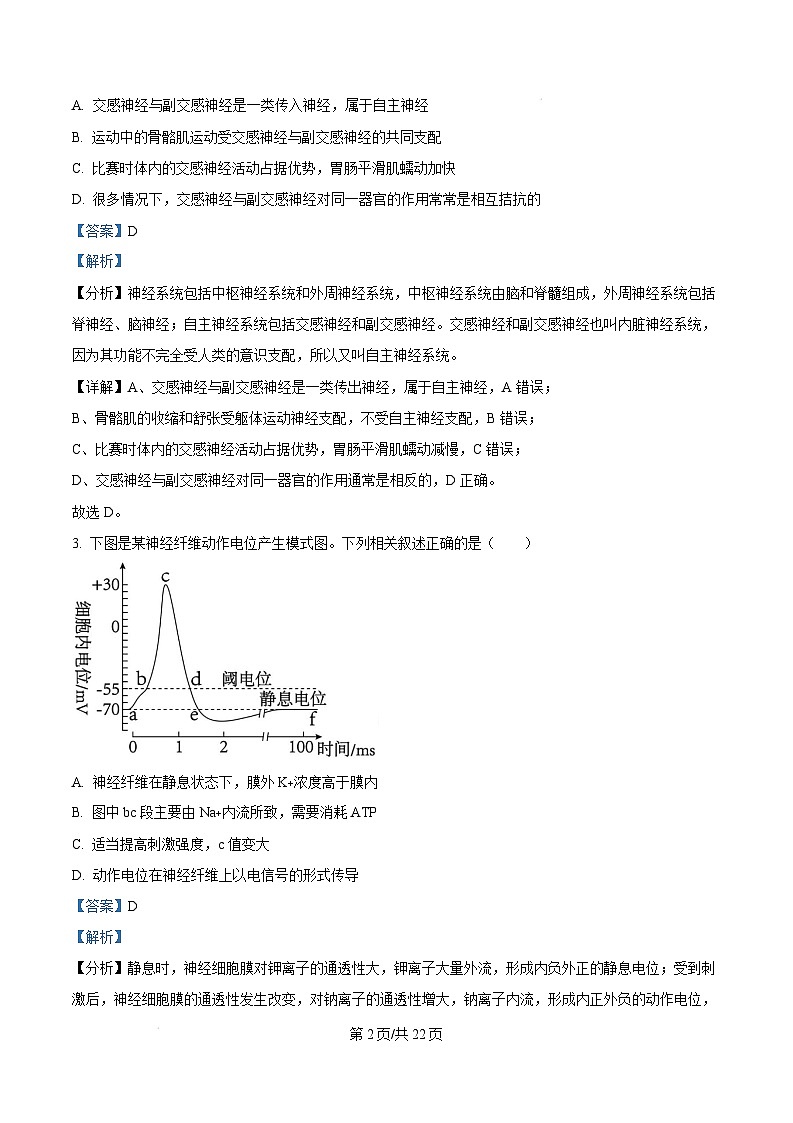 江苏省盐城市五校联考2024-2025学年高二上学期1月期末生物试题含解析第2页