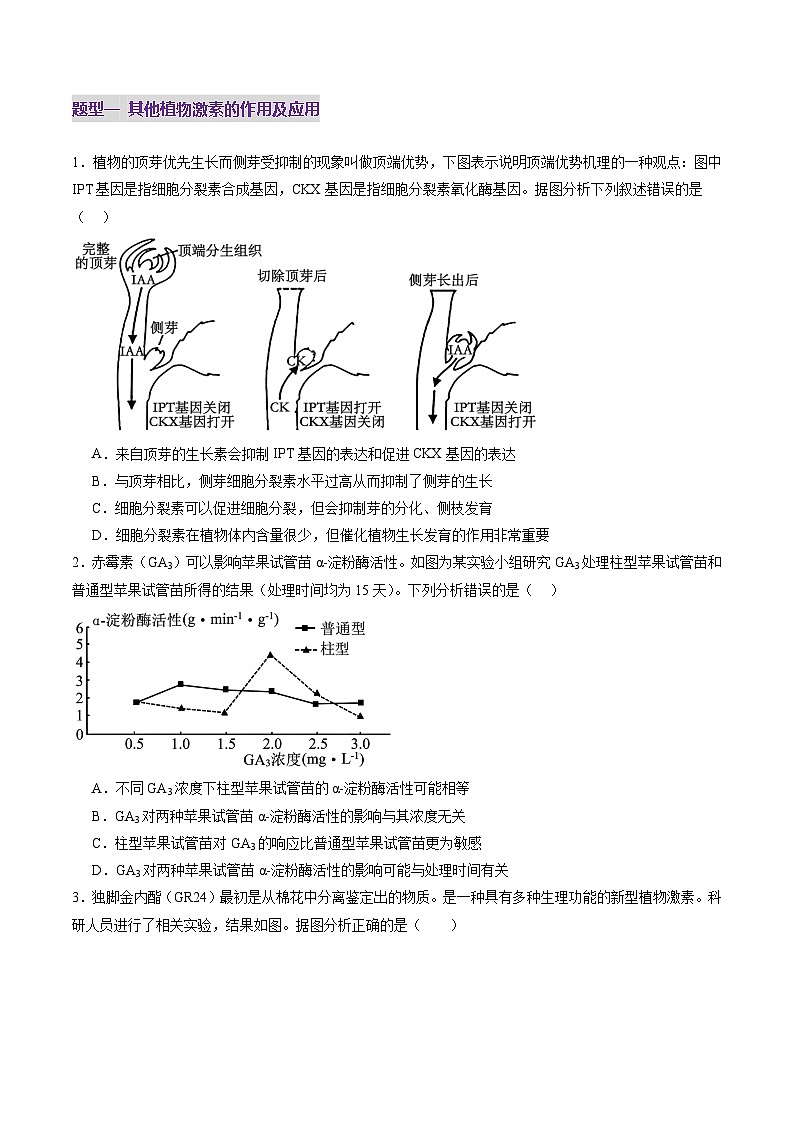 第31讲 植物生命活动调节(第二课时,其他植物激素、植物生长调节剂及环境因素参与调节植物的生命活动)(练习)(原卷版)第2页