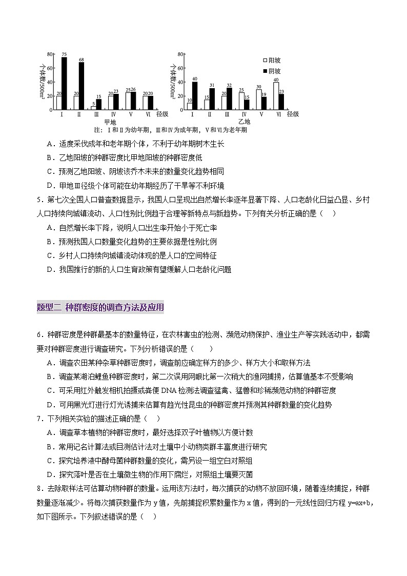 第32讲 种群及其动态(第一课时,种群的数量特征)(练习)(原卷版)第3页