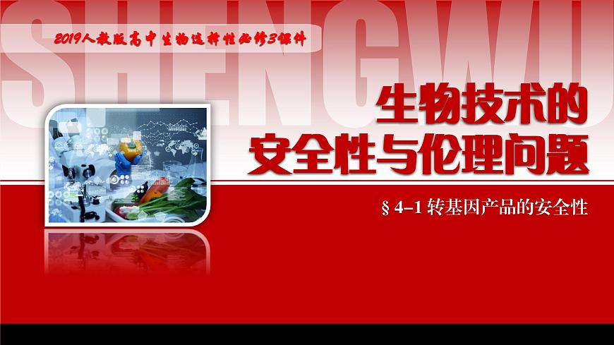 2024-2025學(xué)年高中生物同步備課課件（人教版2019）選擇性必修三4-1轉(zhuǎn)基因產(chǎn)品的安全性第1頁