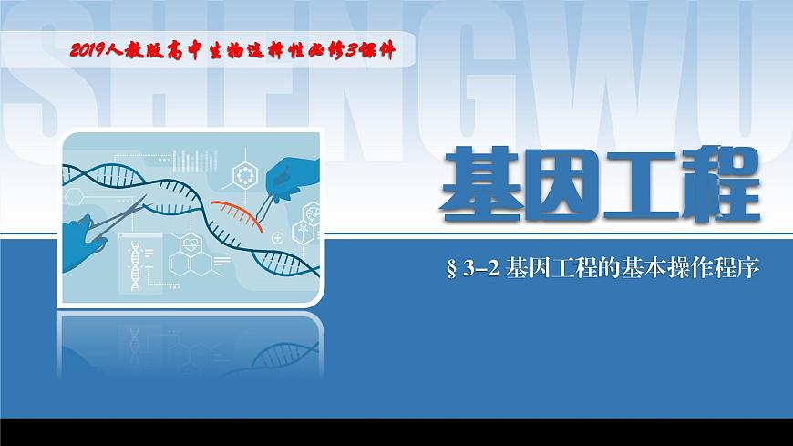 2024-2025學年高中生物同步備課課件(人教版2019)選擇性必修三3-2基因工程的基本操作程序第1頁