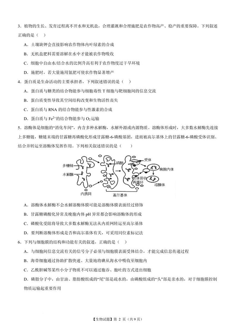 2024~2025学年广东省阳江市高二下2月考试生物试卷(含答案)第2页
