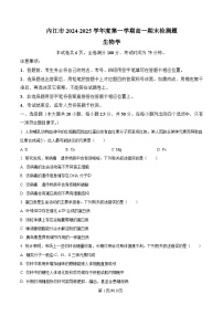 四川省内江市2024-2025学年高一上学期期末检测生物试题（Word版附答案）