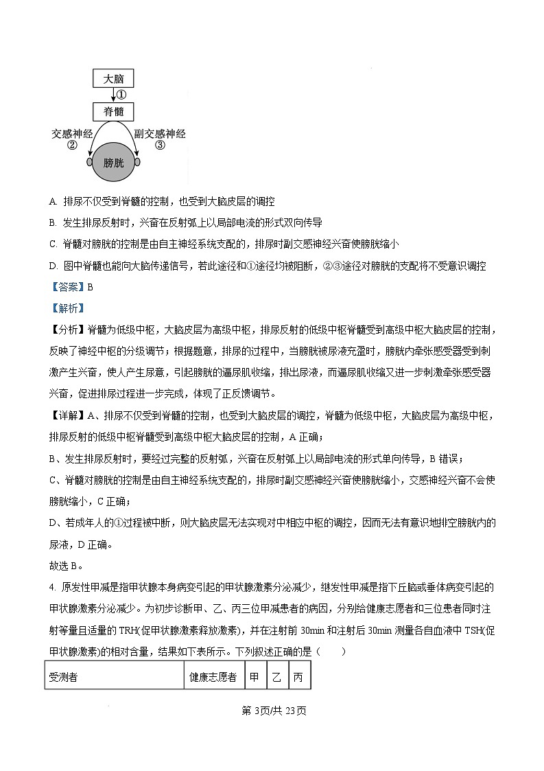 湖南省永州市2024-2025学年高二上学期期末质量监测生物试卷(Word版附解析)第3页