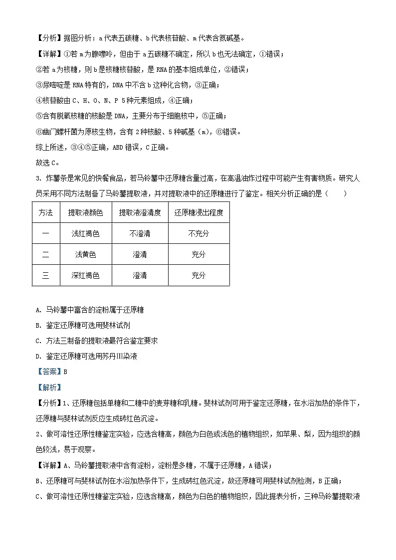 江西省宜春市2023_2024学年高一生物上学期期末试题含解析第2页