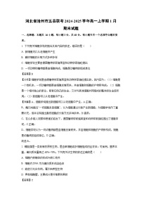 河北省沧州市五县联考2024-2025学年高一上学期1月期末生物试题(解析版)
