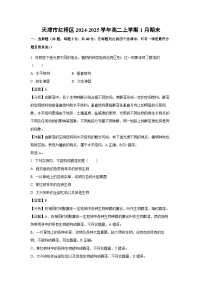 天津市红桥区2024-2025学年高二上学期1月期末生物试题（解析版）