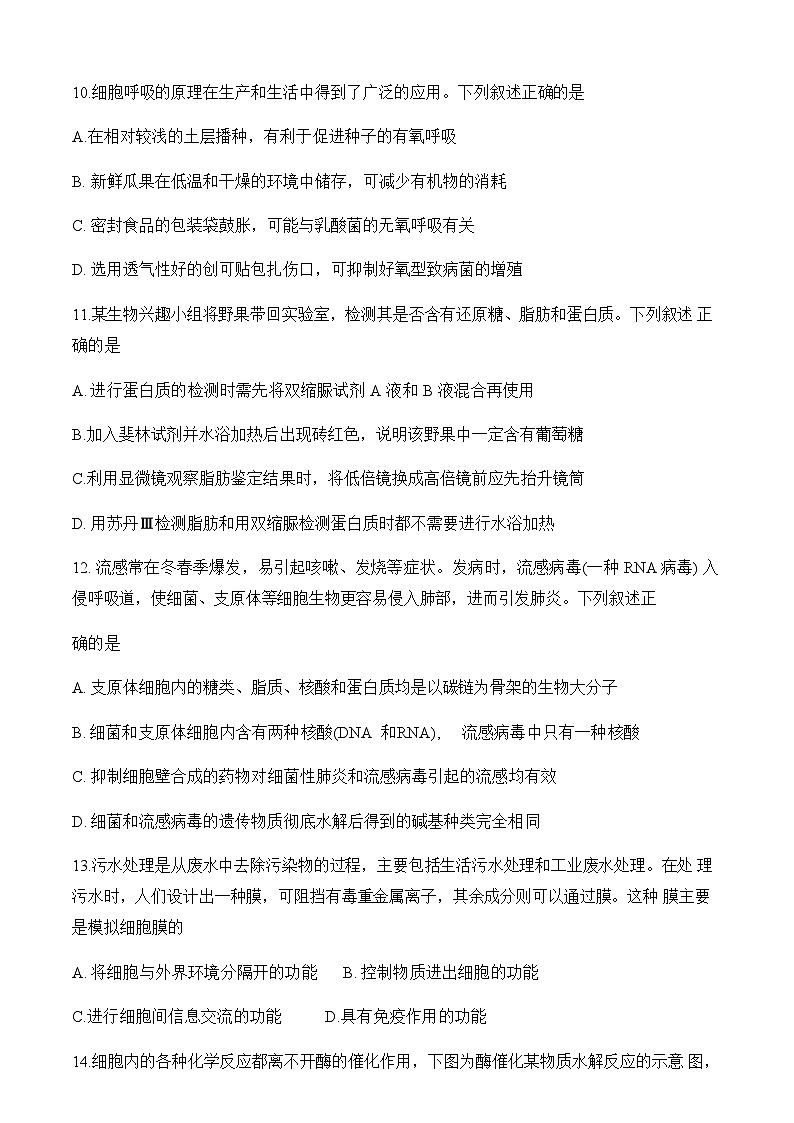 浙江省宁波市重点高中2024-2025学年高一上学期1月期末考试生物试题含答案第3页