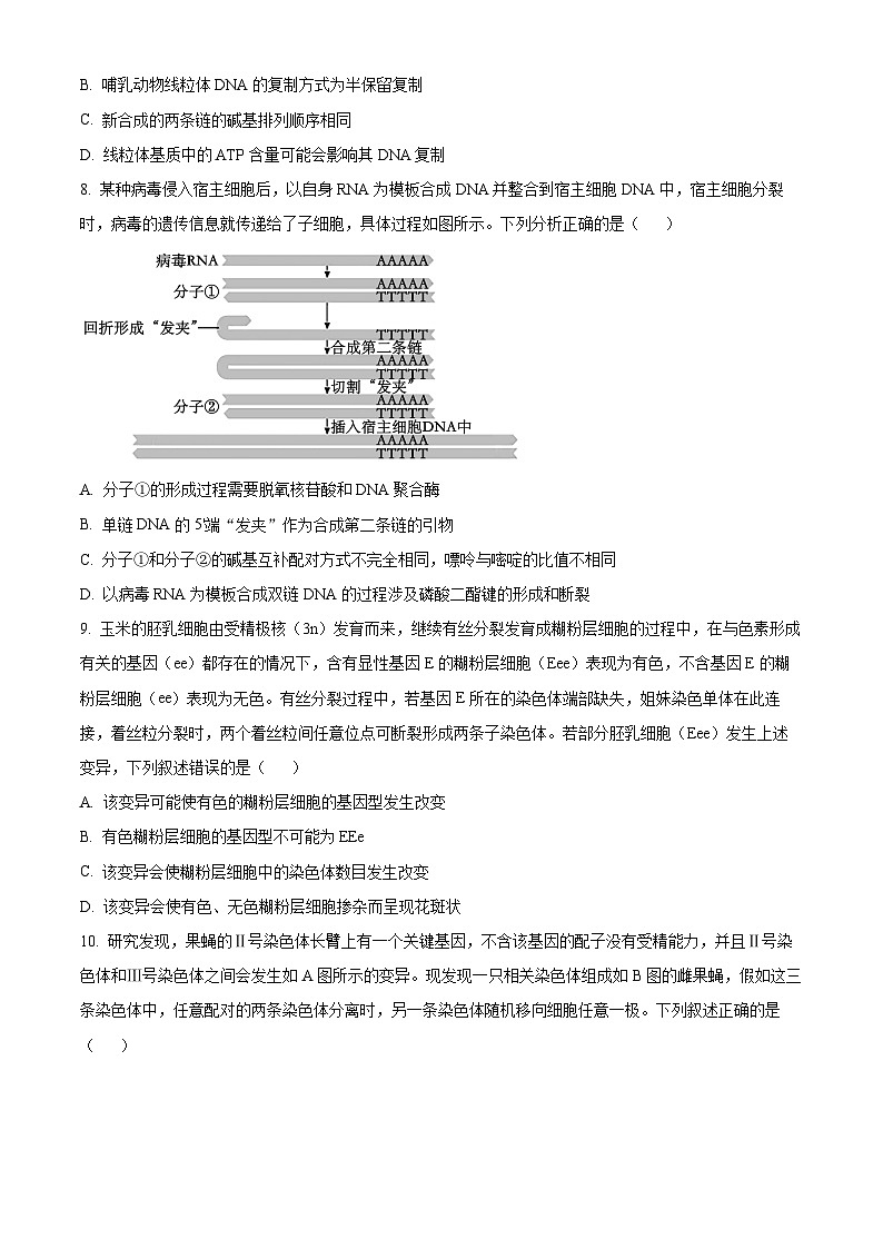 山东省齐鲁名校教研共同体2024-2025学年高三下学期第五次联考生物试题(原卷版)第3页