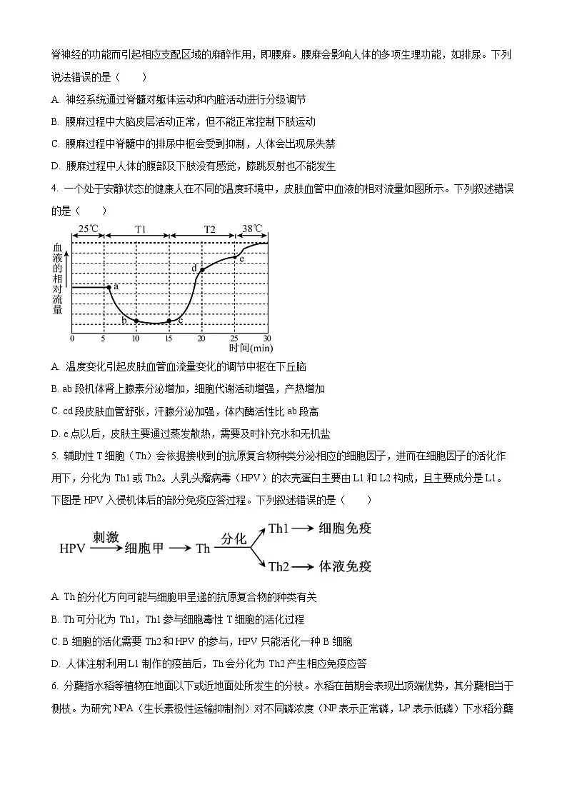 山东省日照市校际联合考试2024-2025学年高二上学期1月期末生物试题(原卷版+解析版)第2页