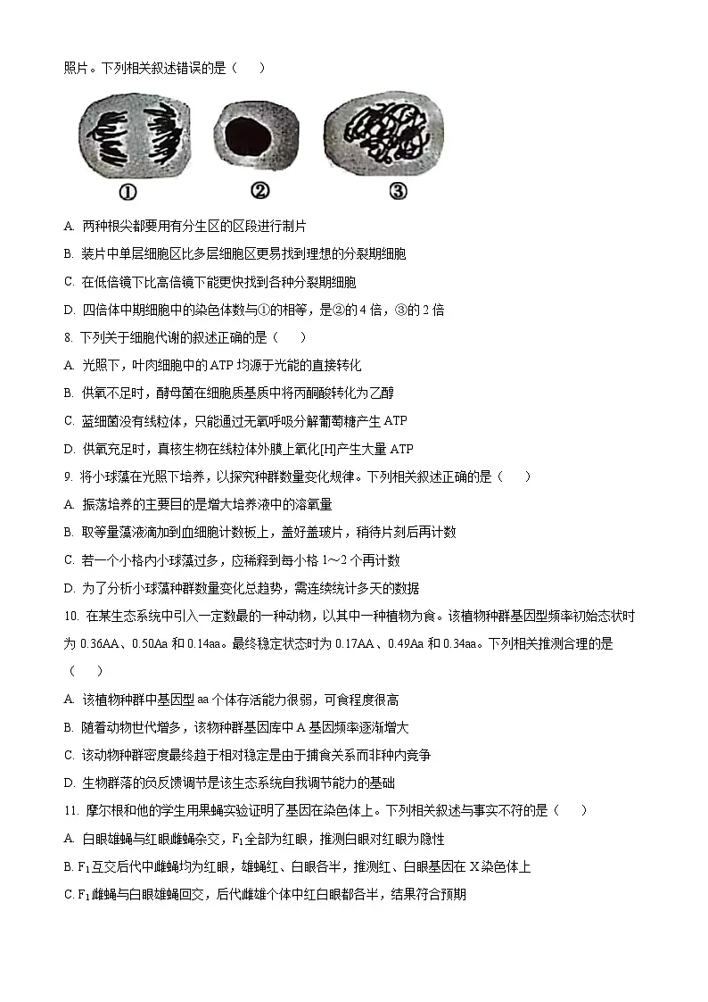 2022年新教材江苏生物高考真题(原卷版)第2页