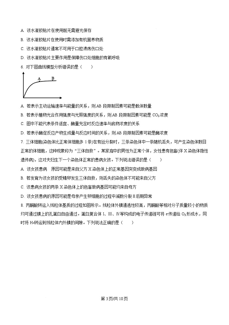 重慶市第十一中學(xué)教育集團2024-2025學(xué)年高三上學(xué)期第三次質(zhì)量檢測生物試題（原卷版）第3頁