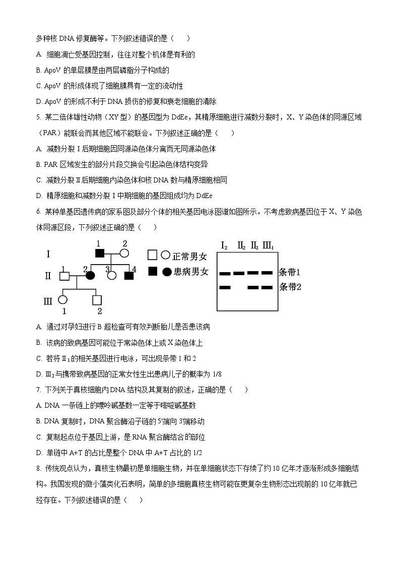 河南省项城市2024-2025学年高三下学期3月联考生物试题(原卷版+解析版)第2页