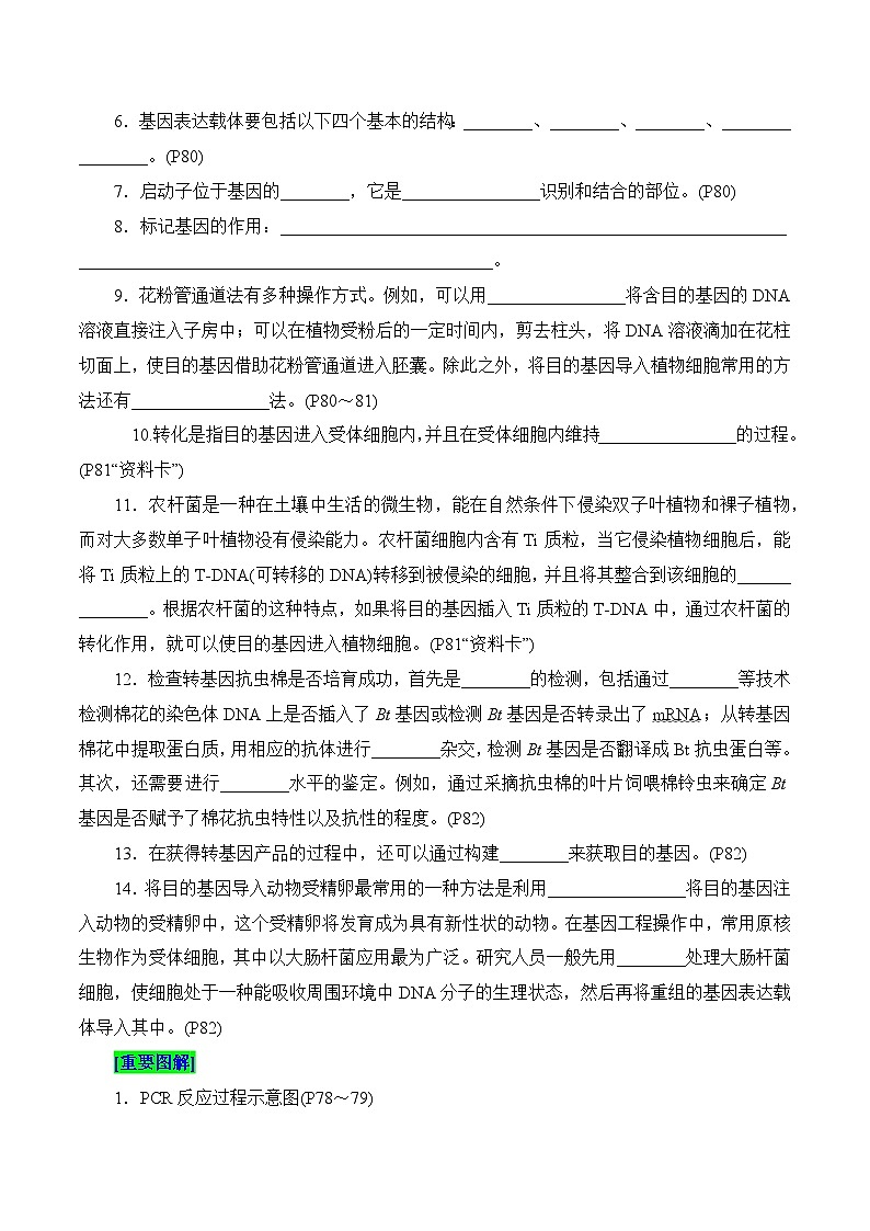 第3章 基因工程、第4章 生物技術(shù)的安全性與倫理問題（填空版）第3頁(yè)