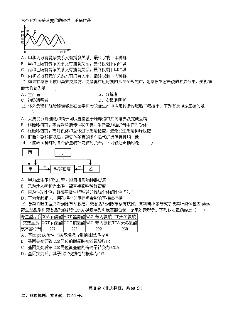 商丘市永城市2024-2025學(xué)年高二上學(xué)期期末生物試卷第3頁