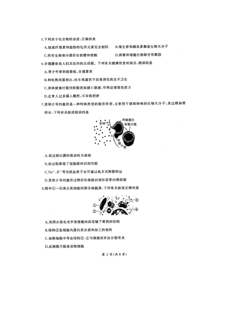 河北省衡水中学2023-2024学年高一上学期1月期末考试 生物 含解析第2页