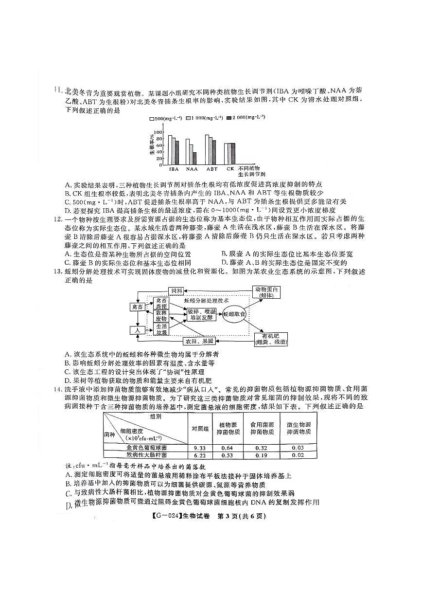 2024届安徽皖江联盟高三最后一卷-生物(含答案)第3页