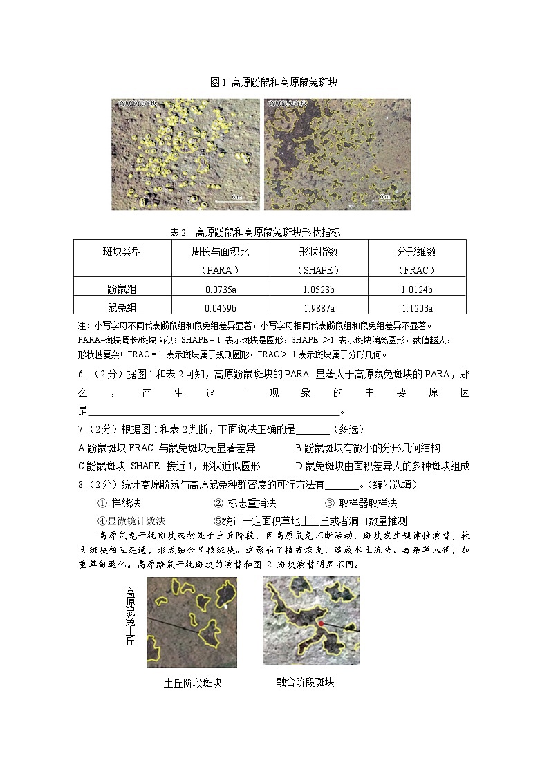 2025届上海市徐汇区高三下学期3月学习能力诊断卷(二模)生物试卷第2页