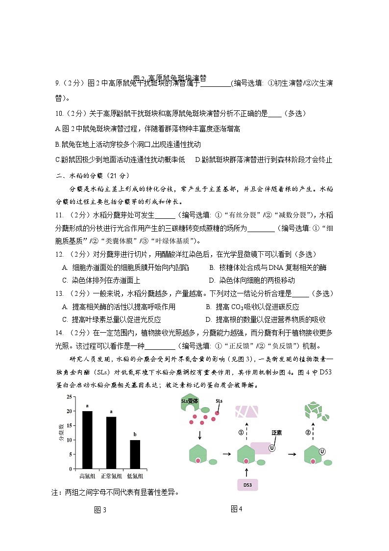 2025届上海市徐汇区高三下学期3月学习能力诊断卷(二模)生物试卷第3页