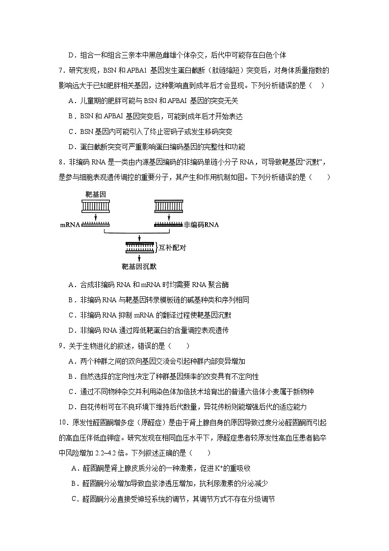 湖北省武汉市黄陂区第一中学2024-2025学年高三下学期模拟生物试题第3页