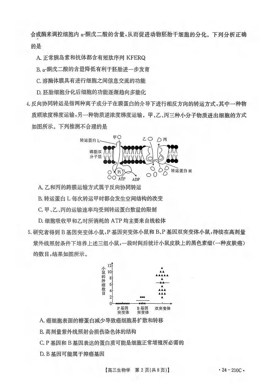 2024届重庆教育联盟高三上(12月考)-生物试题(含答案)第2页