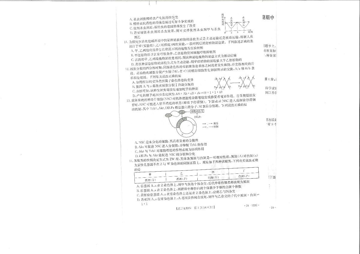 2024届福建省宁德金市高三上(11月考)-生物试题(含答案)第2页