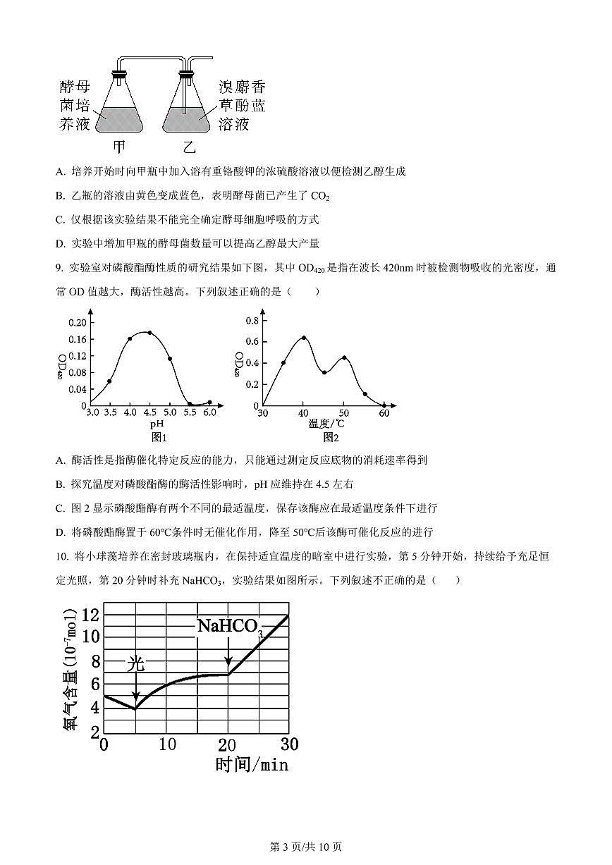 2024届甘肃省民乐县第一中学高三上学期第二次诊断试卷-生物试题(含答案)第3页
