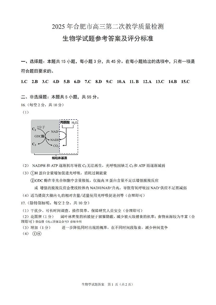 生物 答案第1页