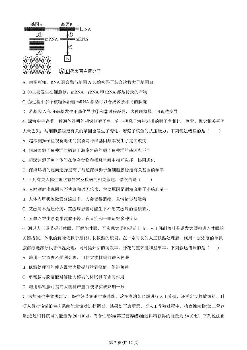 2024届广东省六校高三上学期第三次联考试卷-生物试题(含答案)第2页