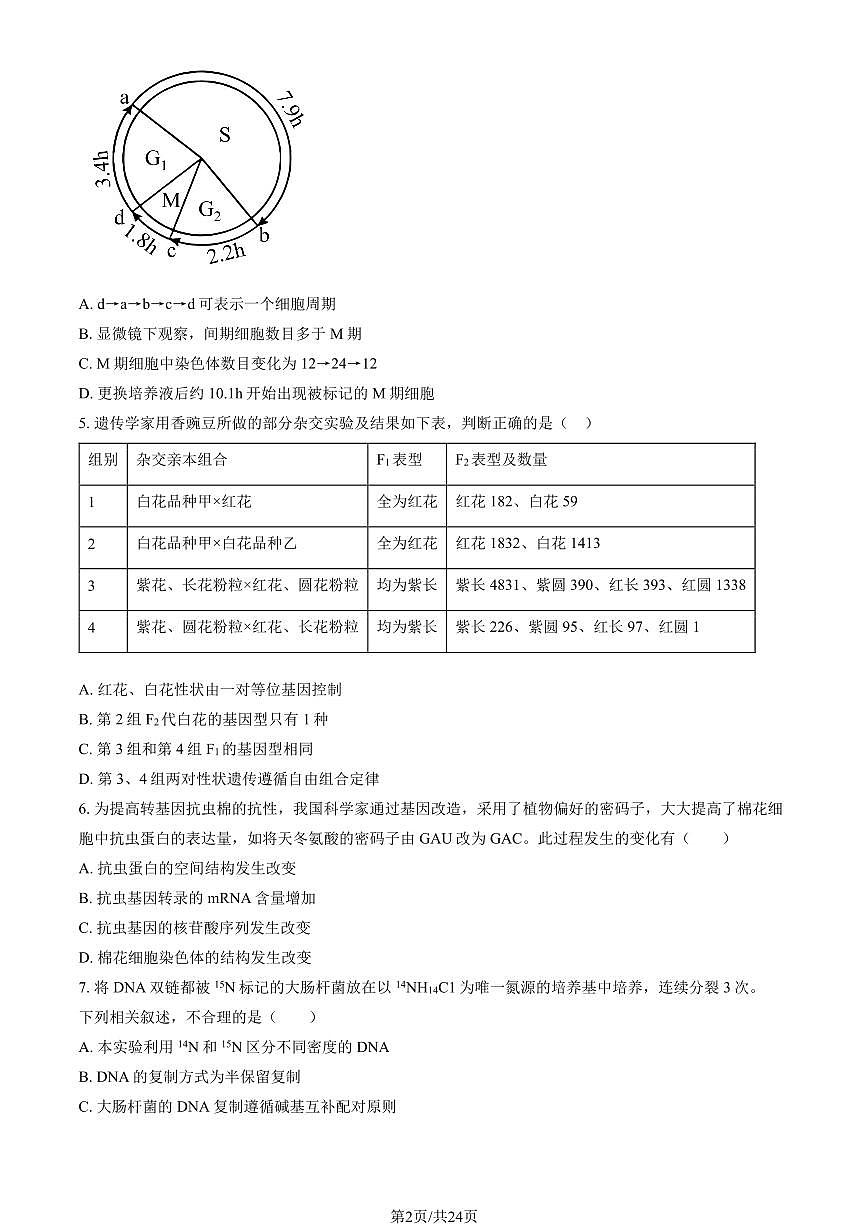 2025北京三十五中高三(下)3月月考生物试卷(教师版)第2页