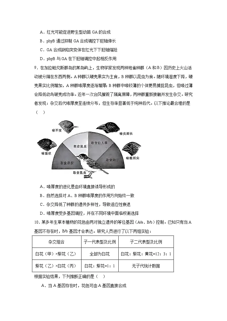 湖北省圆创联盟2024—2025学年高三下学期3月联考生物试题(无答案解析)第3页