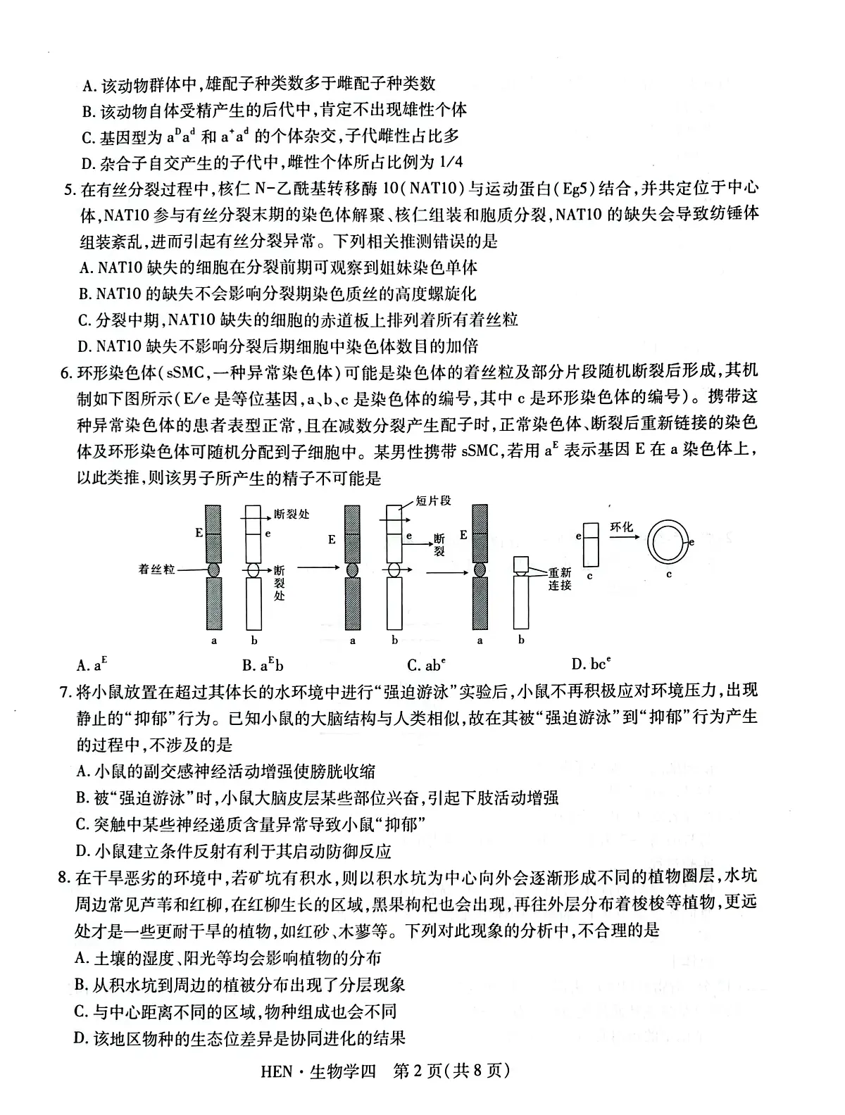 江西省2025届名校学术联盟高三高考模拟模拟冲刺预测卷(四)--生物试题+答案第2页