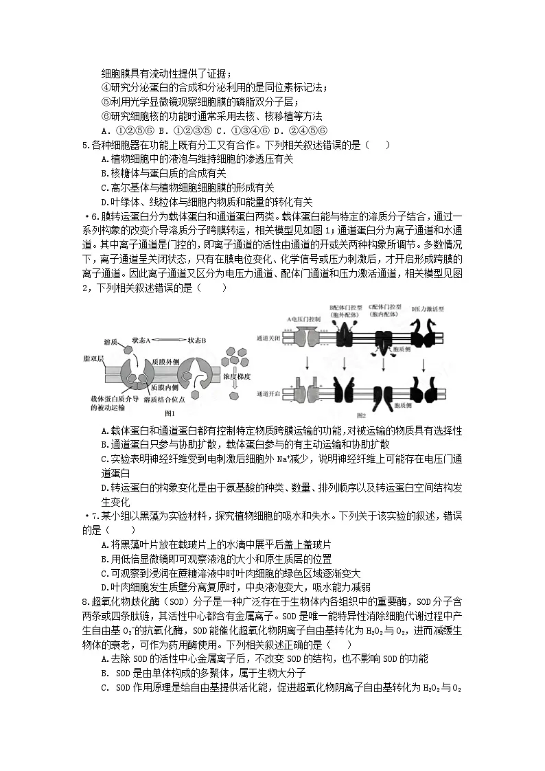 湖南省衡阳市2023_2024学年高一生物上学期期末考试第2页