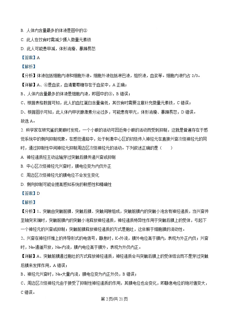 湖南省名校联盟2024-2025学年高二下学期开学质量检测生物试题 Word版含解析第2页