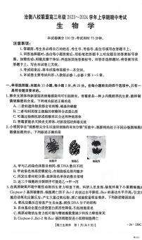 2024届河北省沧衡八校联盟高三上学期期中联考(11月)-生物试题（含答案）