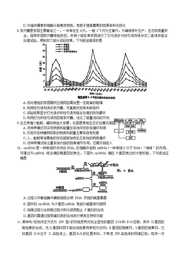 安徽省池州市2025届高三下学期3月二模试题 生物 含答案第3页