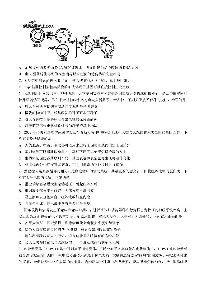 2024届吉林省东北师大附中高三第五次模拟-生物试卷(含答案)第2页