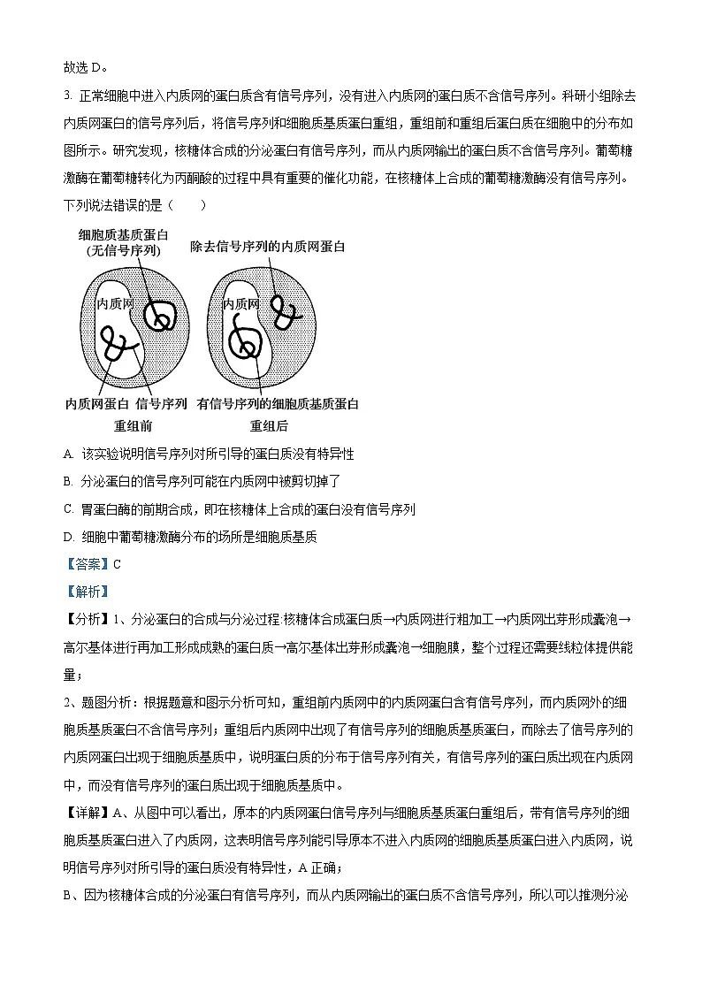河南省信阳市2024-2025学年高三上学期1月第二次教学质量检测生物试题 含解析第3页