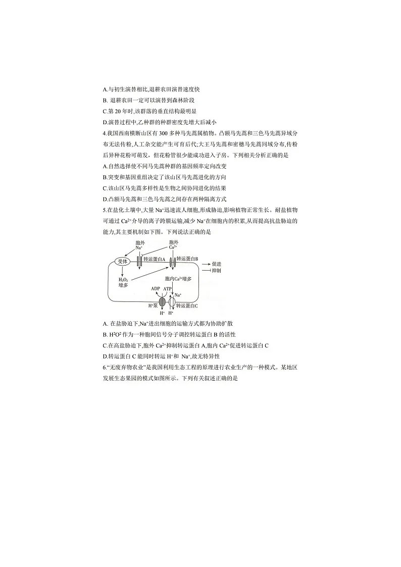 湖南省2025届高考“一起考”大联考4月第二次模拟生物试卷含答案第2页