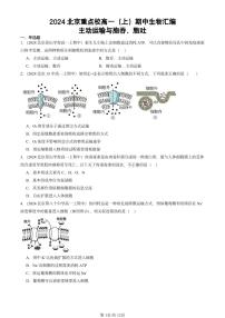 2024北京重点校高一（上）期中真题生物汇编：主动运输与胞吞、胞吐