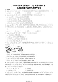 2024北京重点校高一(上)期中真题生物汇编:细胞的能量供应和利用章节综合