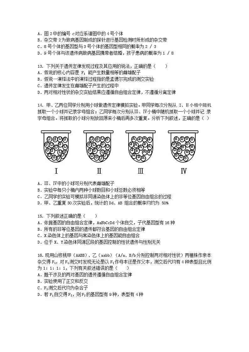 黑龙江省牡丹江市2024-2025学年高一下学期3月月考生物(模拟卷)+答案第3页