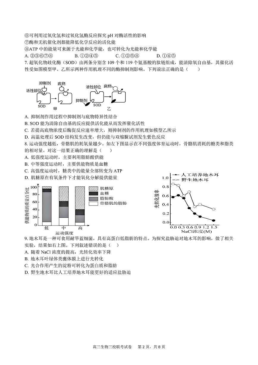 2024届江西省南昌市三校联考高三上学期11月期中-生物试题(含答案)第2页