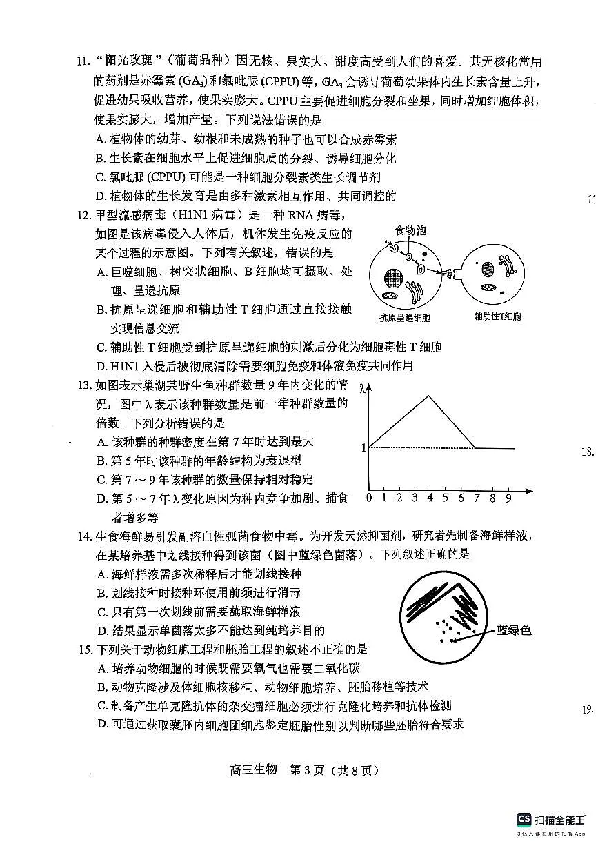2025辽宁省葫芦岛市高三上学期期末试题 生物试卷(含答案)第3页