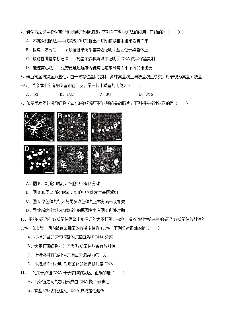 江苏省南通市如皋市2024-2025学年高一下学期教学质量调研(一)生物(选修)试卷(Word版附答案)第3页